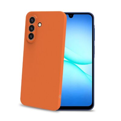 SANDCASE – Cover morbida in TPU con tasti e bordo fotocamera a contrasto, effetto sabbiato colore trasparente arancione compatibile con Samsung Galaxy A17 5G/ A17 5G EE/ A17 4G
