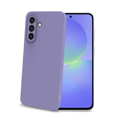 SANDCASE – Cover morbida in TPU con tasti e bordo fotocamera colore a contrasto, effetto sabbiato colore trasparente viola compatibile con Samsung Galaxy A37 5G