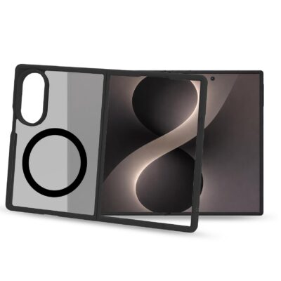 GELSKINMAG – Cover morbida trasparente in TPU, compatibile con la tecnologia Magsafe, anello magnetico color Nero per Samsung Galaxy Z Fold 8