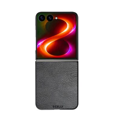 FOLDING – Cover in TPU composta da scocca anteriore e posteriore, effetto pelle sintetica colore nero compatibile Samsung Galaxy Z Flip 8