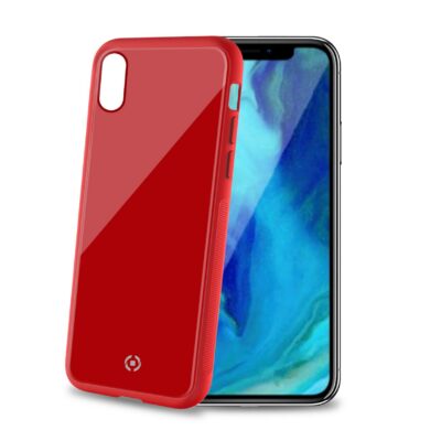 DIAMOND – Cover rigida in vetro temperato anti-graffio e bordi in TPU colore rosso compatibile con Apple iPhone Xr