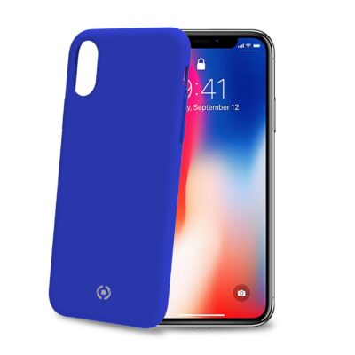 FEELING – Cover morbida in silicone liquido con finitura soft touch e bordi anti scivolo colore blu compatibile con Apple iPhone Xs/ iPhone X