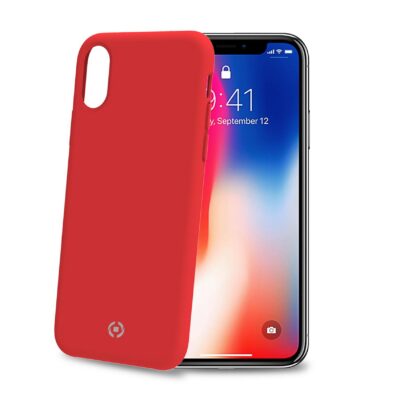 FEELING – Cover morbida in silicone liquido con finitura soft touch e bordi anti scivolo colore rosso compatibile con Apple iPhone Xs/ iPhone X