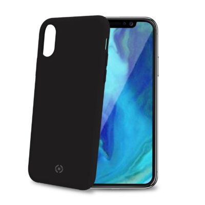 FEELING – Cover morbida in silicone liquido con finitura soft touch e bordi anti scivolo colore nero compatibile con Apple iPhone Xs Max