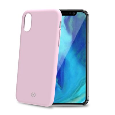 FEELING – Cover morbida in silicone liquido con finitura soft touch e bordi anti scivolo colore rosa compatibile con Apple iPhone Xs Max