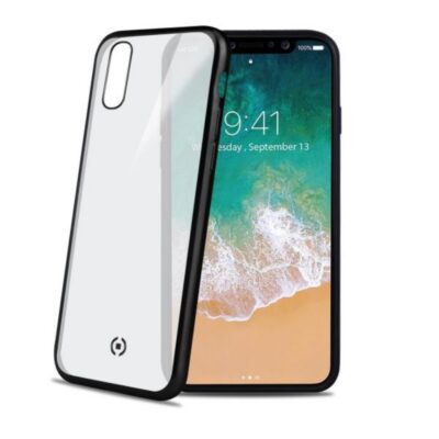 LASER MATT – Cover trasparente morbida con effetto metallo colore nero compatibile con Apple iPhone Xr