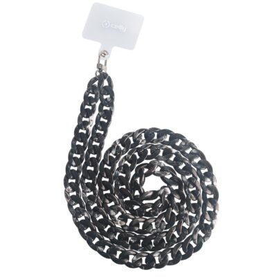 LACETMARBLE – Laccio da collo lunghezza 1.2 mt in Nylon con badge trasparente effetto marmo nero universale per smartphone [SUMMER]