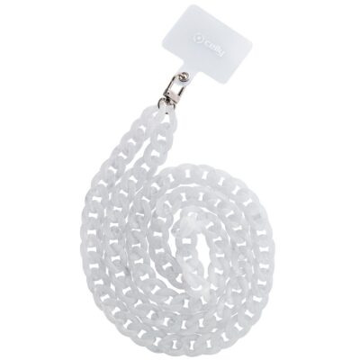 LACETMARBLE – Laccio da collo lunghezza 1.2 mt in Nylon con badge trasparente effetto marmo bianco universale per smartphone [SUMMER]