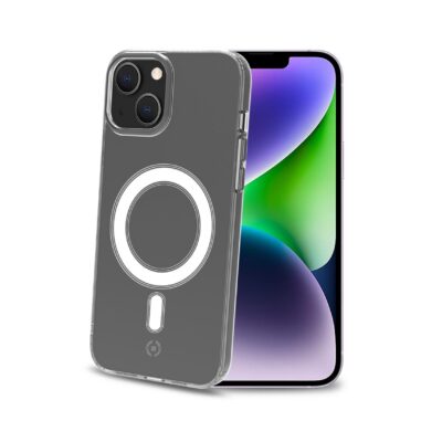 GELSKINMAG – Cover morbida trasparente in TPU, compatibile con la tecnologia Magsafe, anello magnetico color Bianco per Apple iPhone 14 Plus