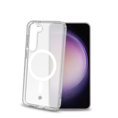 GELSKINMAG – Cover morbida trasparente in TPU, compatibile con la tecnologia Magsafe, anello magnetico color Bianco per Samsung Galaxy S23 5G/ Galaxy S23 5G Enterprise Edition