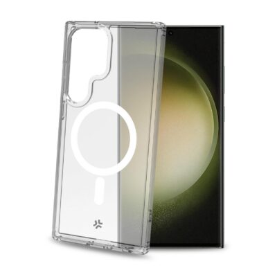 GELSKINMAG – Cover morbida trasparente in TPU compatibile con la tecnologia Magsafe, anello magnetico colore Bianco per Galaxy S23 Ultra 5G/ Galaxy S23 Ultra 5G Enterprise Edition