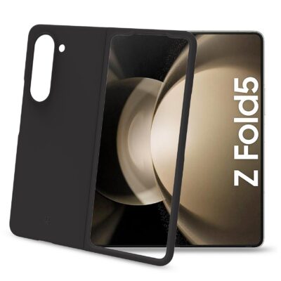 CROMO – Cover in morbido TPU con finitura soft touch colore nero compatibile con Samsung Galaxy Z Fold 5