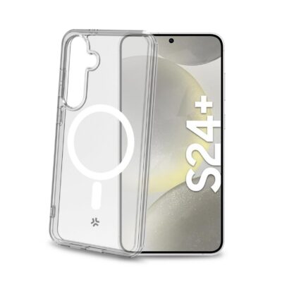 GELSKINMAG – Cover morbida trasparente in TPU compatibile con la tecnologia Magsafe, anello magnetico colore Bianco per Samsung Galaxy S24+ 5G