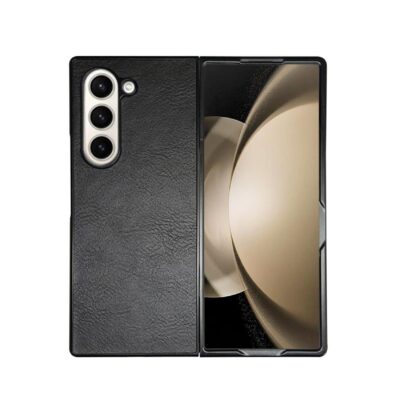FOLDING – Cover in TPU composta da scocca anteriore e posteriore, effetto pelle sintetica colore nero compatibile Samsung Galaxy Fold 6/ Galaxy Z Fold 6 Enterprise Edition