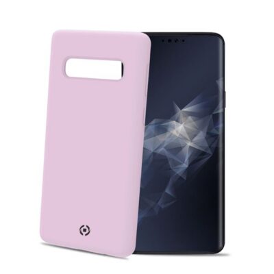 FEELING – Cover morbida in silicone liquido con finitura soft touch e bordi anti scivolo colore rosa compatibile con Samsung Galaxy S10+