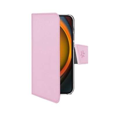WALLY – Custodia a libro in pelle sintetica con chiusura flap magnetico, slot per carte e funzione stand colore rosa compatibile con Apple iPhone 16 [IPHONE 16 CASES]