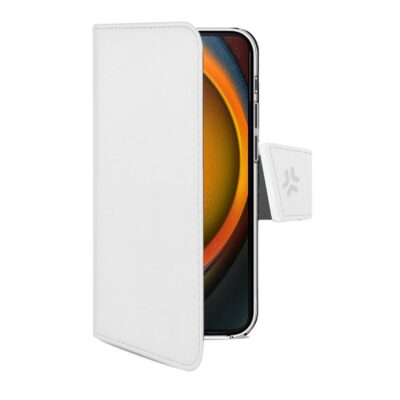 WALLY – Custodia a libro in pelle sintetica con chiusura flap magnetico, slot per carte e funzione stand colore bianco compatibile con Apple iPhone 16 Pro [IPHONE 16 CASES]