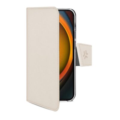 WALLY – Custodia a libro in pelle sintetica con chiusura flap magnetico, slot per carte e funzione stand colore sabbia compatibile con Apple iPhone 16 Pro Max [IPHONE 16 CASES]