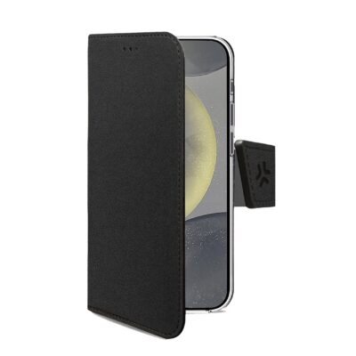 WALLY – Custodia a libro in pelle sintetica con chiusura flap magnetico, slot per carte e funzione stand colore nero compatibile con Samsung Galaxy S26+ 5G