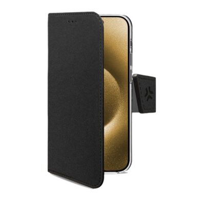WALLY – Custodia a libro in pelle sintetica con chiusura flap magnetico, slot per carte e funzione stand colore nero compatibile con Apple iPhone Air [IPHONE 17 CASES]