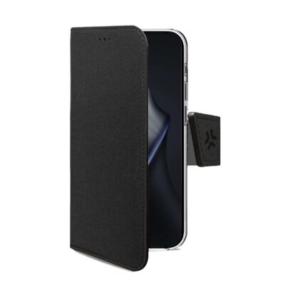 WALLY – Custodia a libro in pelle sintetica con chiusura flap magnetico, slot per carte e funzione stand colore nero compatibile con Xiaomi 15T