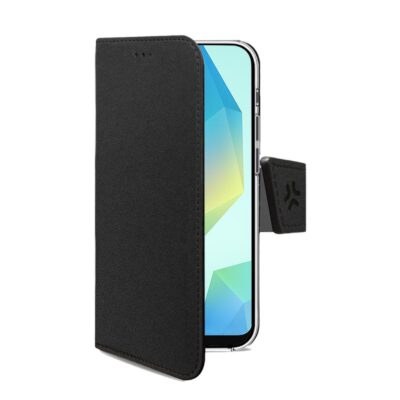 WALLY – Custodia a libro in pelle sintetica con chiusura flap magnetico, slot per carte e funzione stand colore nero compatibile con Galaxy A18 5G/ A18 4G/A17 5G/ A17 4G/ A17 5G EE