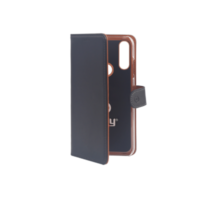 WALLY – Custodia a libro in pelle sintetica con chiusura flap magnetico, slot per carte e funzione stand colore nero compatibile con Samsung Galaxy A60/ Galaxy M40