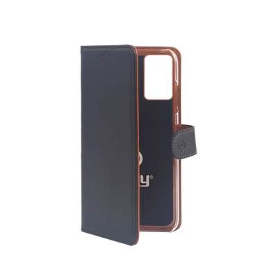 WALLY – Custodia a libro in pelle sintetica con chiusura flap magnetico, slot per carte e funzione stand colore nero compatibile con Samsung Galaxy A71