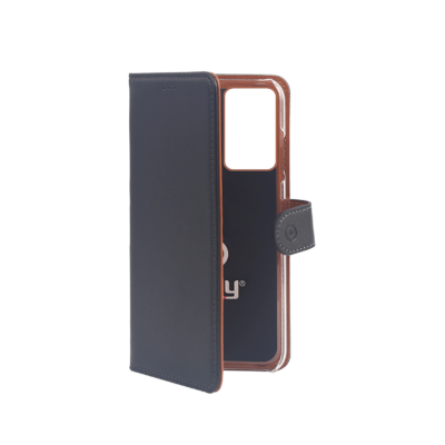 WALLY – Custodia a libro in pelle sintetica con chiusura flap magnetico, slot per carte e funzione stand colore nero compatibile con Samsung Galaxy S20+