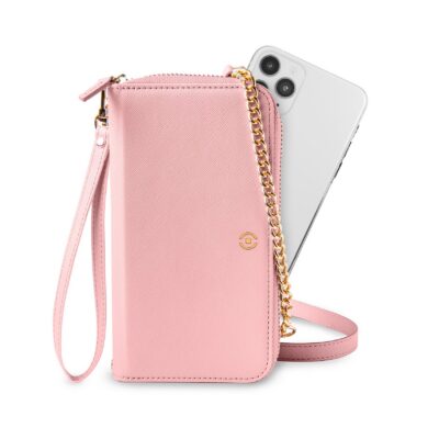 VENERE – Portafoglio universale con chiusura zip, laccio da polso e tracolla removibile inclusi, fissaggio smartphone magnetico compatibile con gli smartphone fino a 6.7″