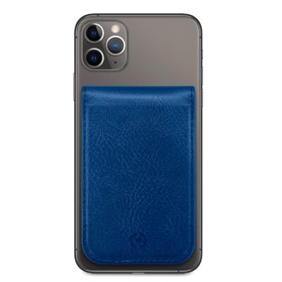 CARDD – Porta carte magnetico universale per il retro degli smartphone materiale pelle sintetica colore blu