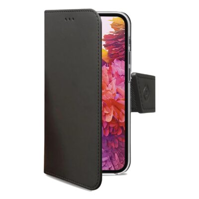 WALLY – Custodia a libro in pelle sintetica con chiusura flap magnetico, slot per carte e funzione stand colore nero compatibile con Samsung Galaxy A42 5G/ Galaxy M42 5G