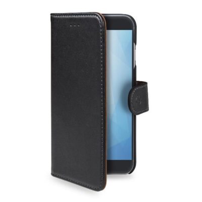 WALLY – Custodia a libro in pelle sintetica con chiusura flap magnetico, slot per carte e funzione stand colore nero compatibile con Huawei Mate 9