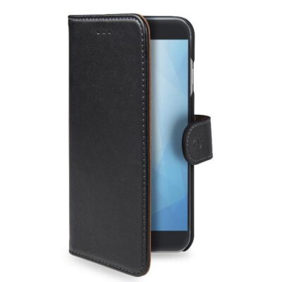WALLY – Custodia a libro in pelle sintetica con chiusura flap magnetico, slot per carte e funzione stand colore nero compatibile con Huawei Nova