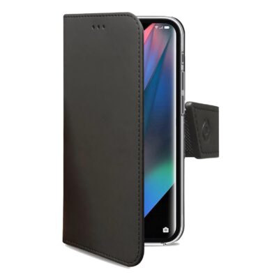 WALLY – Custodia a libro in pelle sintetica con chiusura flap magnetico, slot per carte e funzione stand colore nero compatibile con Oppo Find X3 Pro 5G/ Find X3 5G