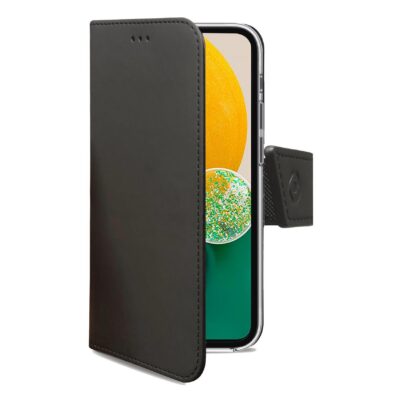 WALLY – Custodia a libro in pelle sintetica con chiusura flap magnetico, slot per carte e funzione stand colore nero compatibile con Samsung Galaxy A13 5G/ Galaxy A04s
