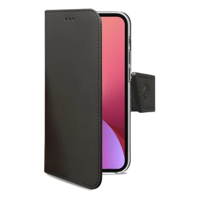 WALLY – Custodia a libro in pelle sintetica con chiusura flap magnetico, slot per carte e funzione stand colore nero compatibile con Xiaomi 12/ 12S/ 12X