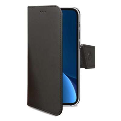 WALLY – Custodia a libro in pelle sintetica con chiusura flap magnetico, slot per carte e funzione stand colore nero compatibile con Xiaomi 12 Pro/ 12 Pro S