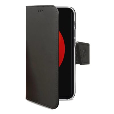 WALLY – Custodia a libro in pelle sintetica con chiusura flap magnetico, slot per carte e funzione stand colore nero compatibile con Xiaomi 12 Ultra
