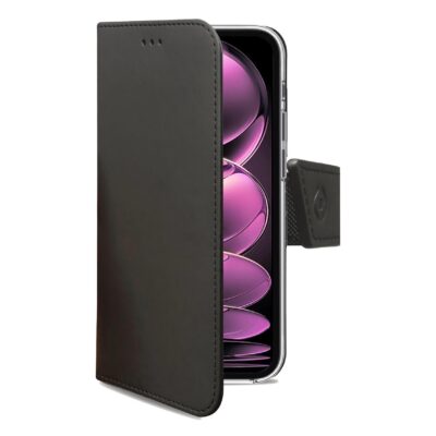 WALLY – Custodia a libro in pelle sintetica con chiusura flap magnetico, slot per carte e funzione stand colore nero compatibile con Xiaomi Redmi Note 12 Pro 5G/ Poco X5 Pro 5G
