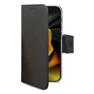 WALLY – Custodia a libro in pelle sintetica con chiusura flap magnetico, slot per carte e funzione stand colore nero compatibile con Apple iPhone 15 Pro Max [IPHONE 15 CASES]
