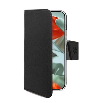 WALLY – Custodia a libro in pelle sintetica con chiusura flap magnetico, slot per carte e funzione stand colore nero compatibile con Google Pixel 9 Pro XL