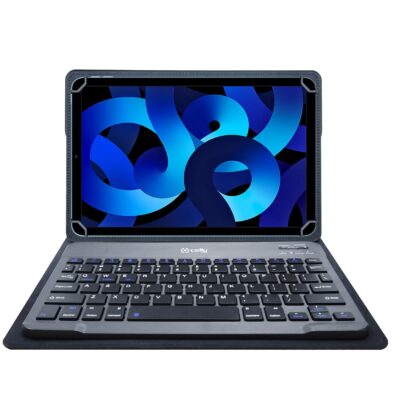 UNIKEYBTAB – Custodia universale a libro di colore nero con Tastiera Wireless magnetica compatibile con i Tablet fino a 11″