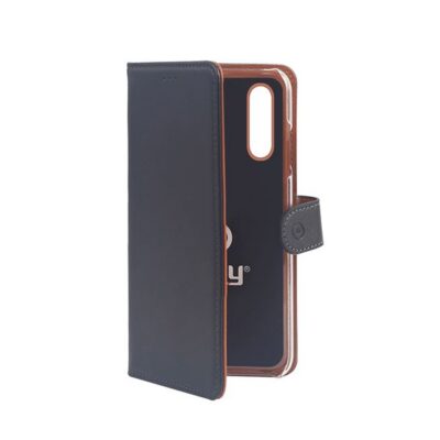 WALLY – Custodia a libro in pelle sintetica con chiusura flap magnetico, slot per carte e funzione stand colore nero compatibile con Xiaomi MI 9