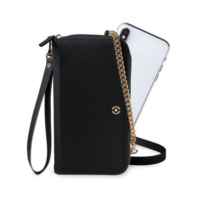 VENERE – Portafoglio universale con chiusura zip, laccio da polso e tracolla removibile inclusi, fissaggio smartphone magnetico compatibile con gli smartphone fino a 6.7″