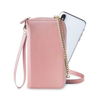 VENERE – Portafoglio universale con chiusura zip, laccio da polso e tracolla removibile inclusi, fissaggio smartphone magnetico compatibile con gli smartphone fino a 6.7″