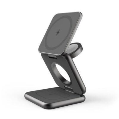 MAGFOLD3IN1 – Caricabatteria wireless 3in1, Tecnologia Magsafe, ricarica fino a 3 dispositivi, potenza massima 15 Watt, pieghevole
