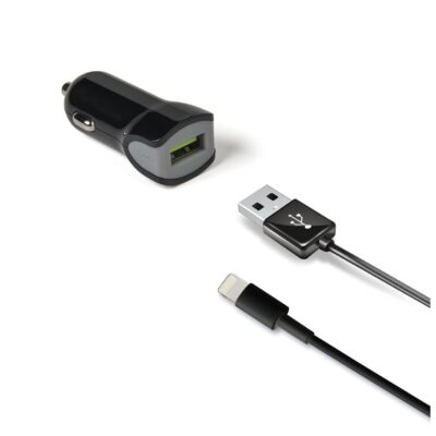 Caricabatteria da auto con porta USB-A, cavo USB-A a Lightning incluso, potenza massima 12 Watt [TURBO]