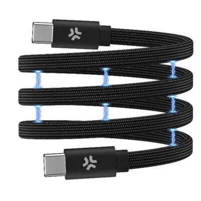 USBC2MAG1M60 – Cavo USB-C a USB-C, lunghezza 1 metro, potenza massima 60 Watt, sistema magnetico integrato per riavvolgere il cavo