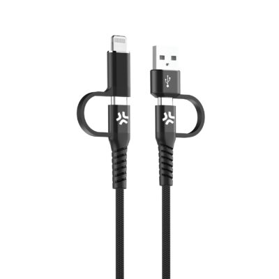USBC4IN1 – 60W 4in1 USB-C to USB-C Cable + USB-A & Lightning adapters [POWER DELIVERY]